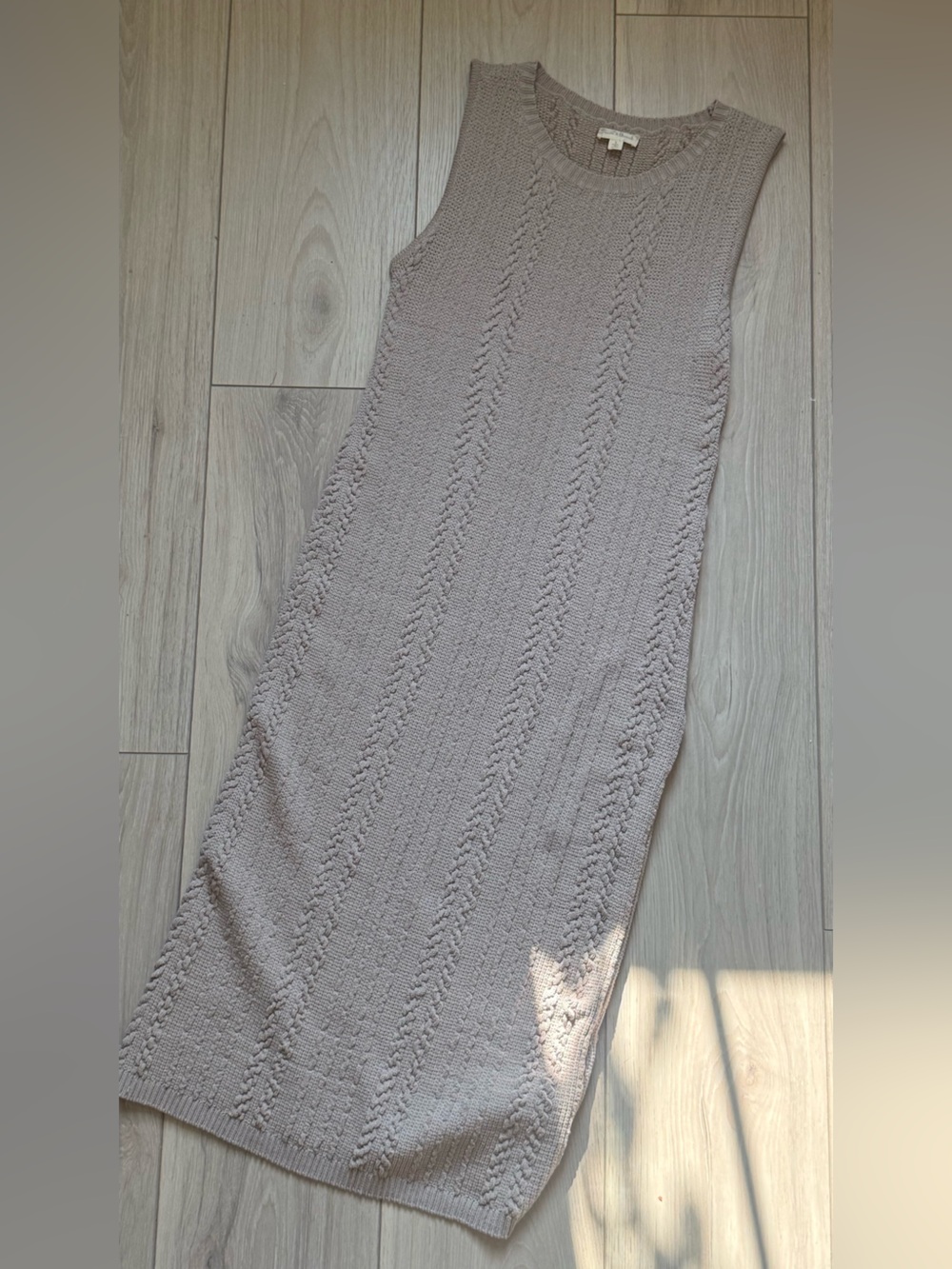 American Threads Taupe Cable Knit Midi Dress